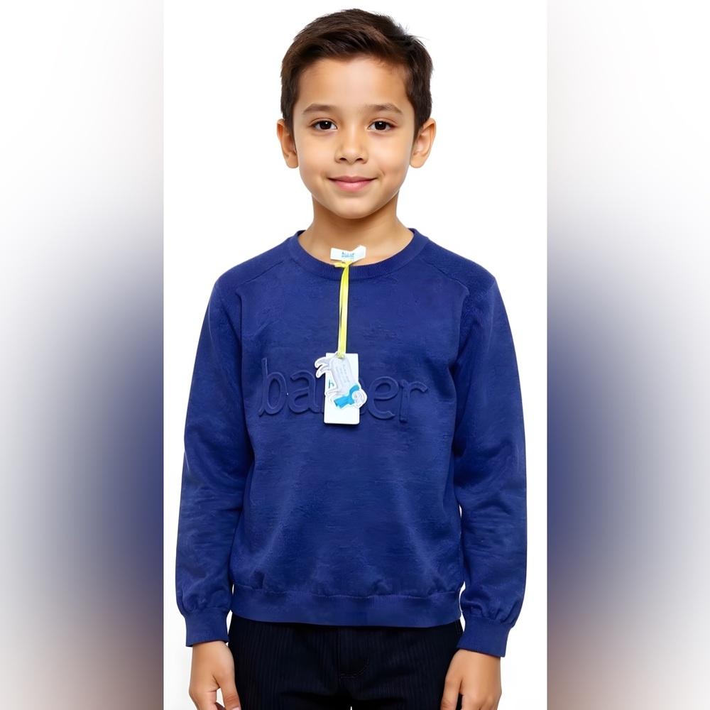Boys Baker by Ted Baker Blue Embossed Merino Jumper - Blue NWT